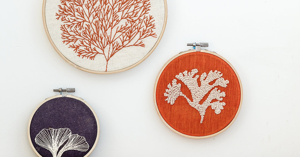 Coral-Inspired Embroidery Hoops