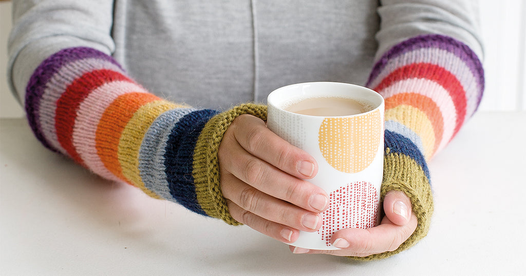 Rainbow Knitted Arm Warmers