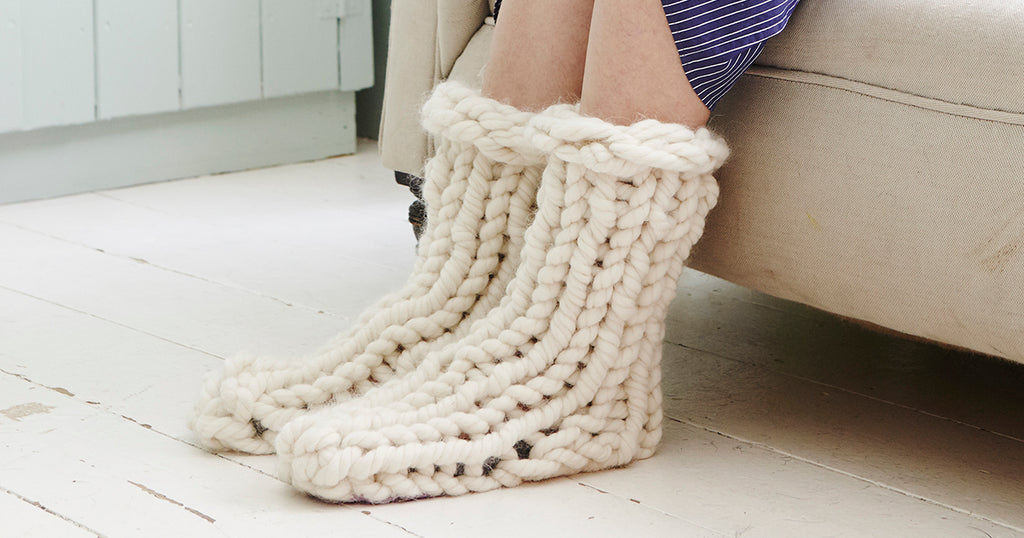 Chunky Knit Slipper Socks Free Pattern