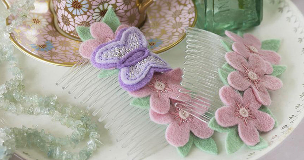 Felt butterfly & flower barrettes