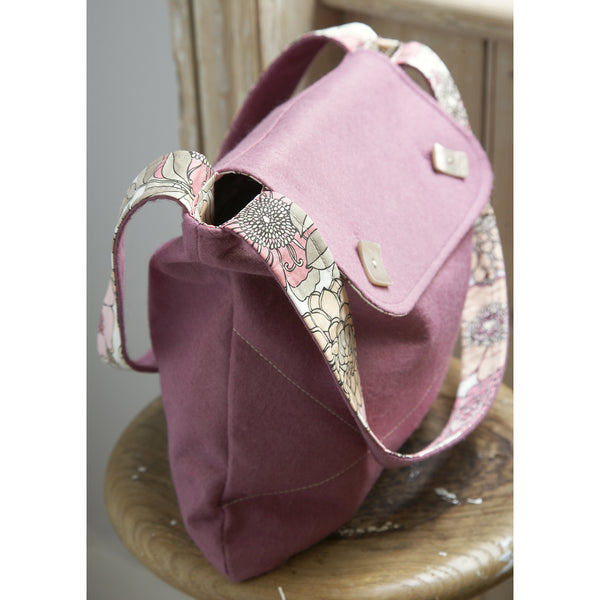 purple sewn hand bag