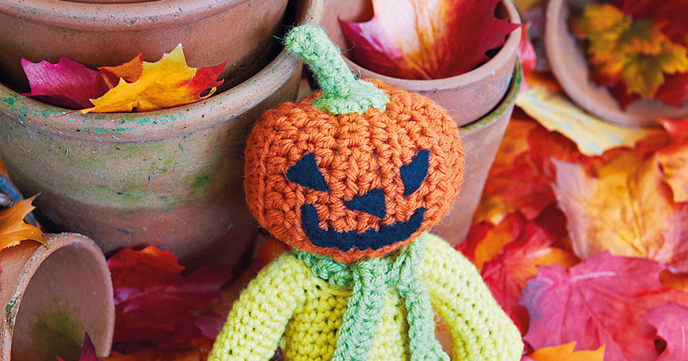 Crocheted Mr Pumpkin for Halloween
