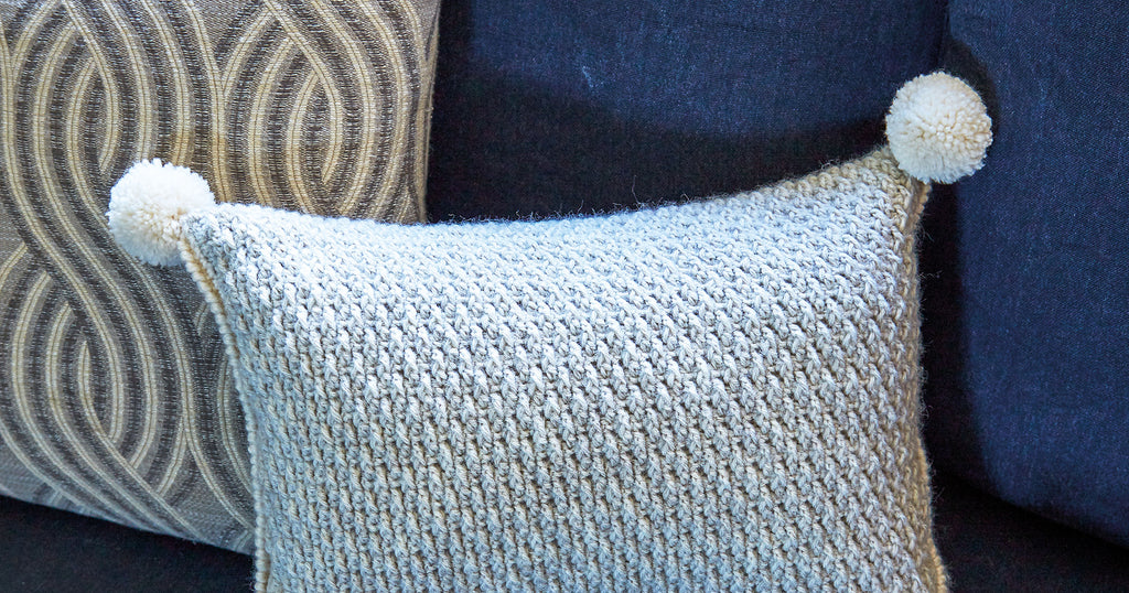 Textured Cushion with Pompons